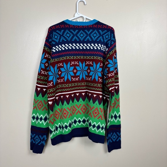 Blizzard Bay Sweater Men XL Blue Green Merry Llama Drink Pocket Ugly Christmas - Picture 6 of 8